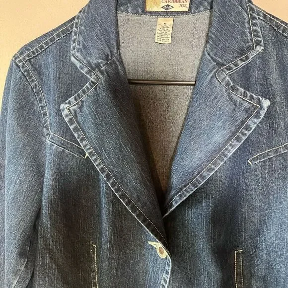 Caribbean Joe Denim Blazer Jacket Sz M - Picture 4 of 7